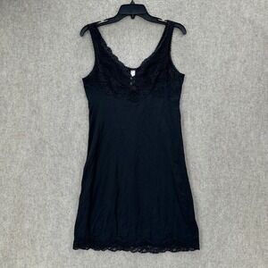Ilusion Black Lace V-Neck Full Slip Dress Nightgown 34 Fairy Goth Whimsigoth